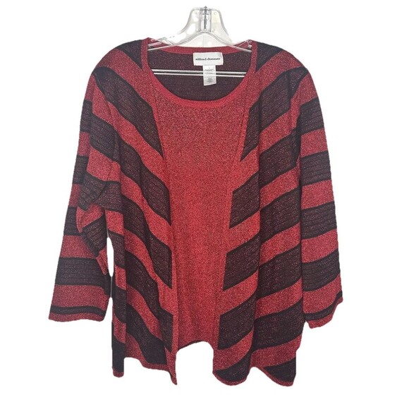 Alfred Dunner Women’s Long Sleeve Sparkle Sweater Red/Black Size Large NWT - Picture 1 of 8